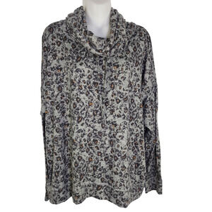 Maurices Women Sweater Size XXL Leopard Print Cowl Neck Drawstring Pullover Knit